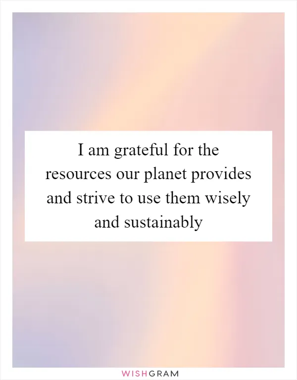 I am grateful for the resources our planet provides and strive to use them wisely and sustainably