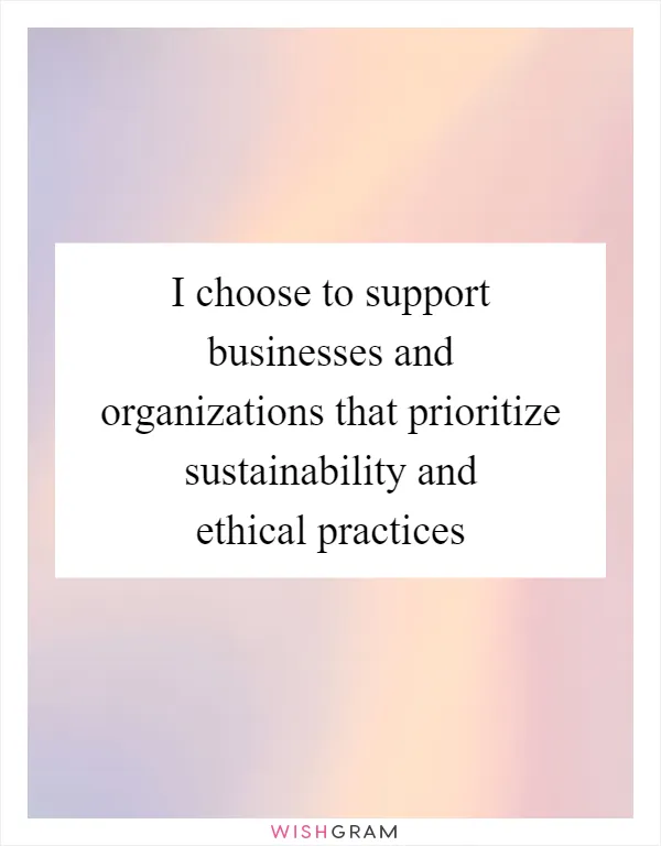 I choose to support businesses and organizations that prioritize sustainability and ethical practices