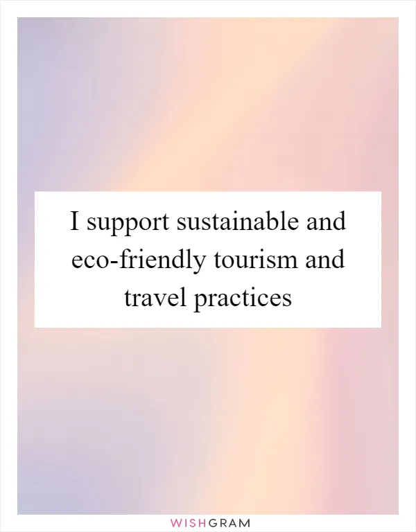 I support sustainable and eco-friendly tourism and travel practices