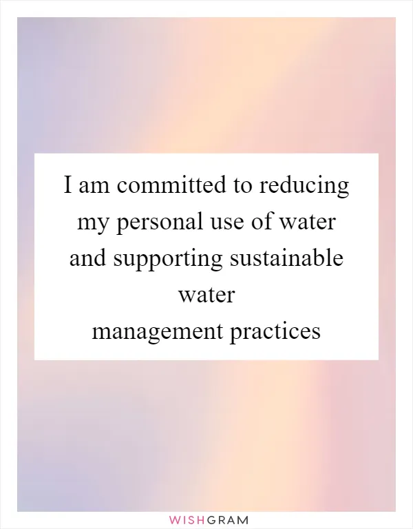I am committed to reducing my personal use of water and supporting sustainable water management practices