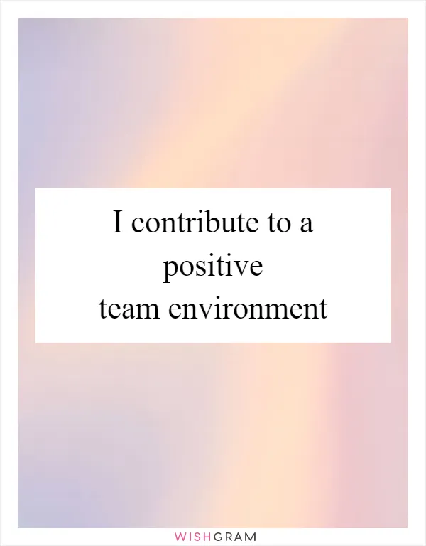 I contribute to a positive team environment