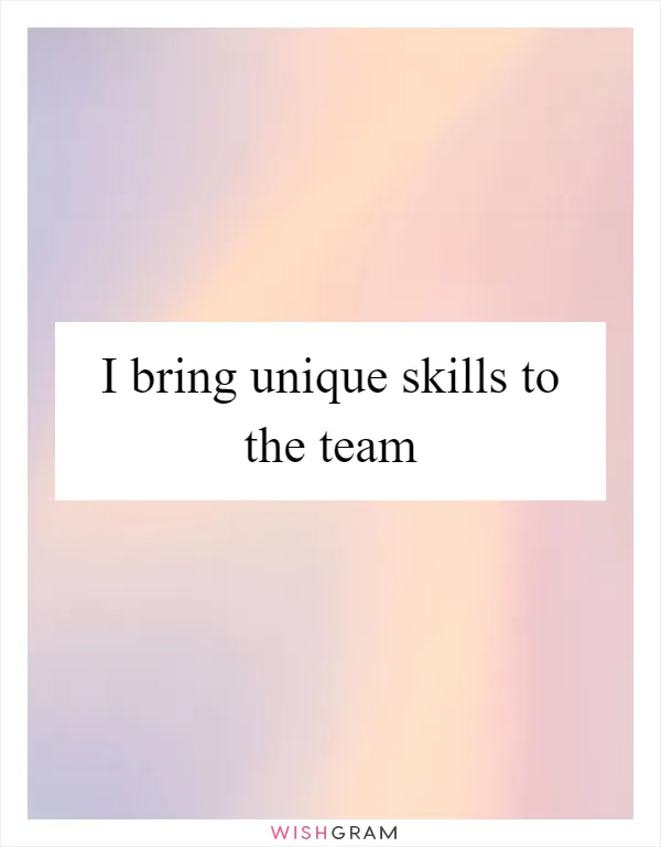 I bring unique skills to the team