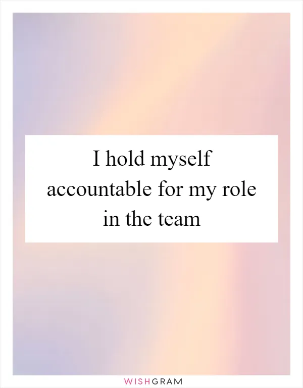 I hold myself accountable for my role in the team