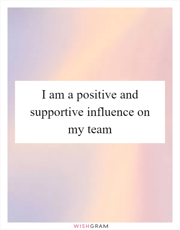 I am a positive and supportive influence on my team