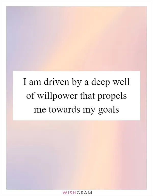 I am driven by a deep well of willpower that propels me towards my goals