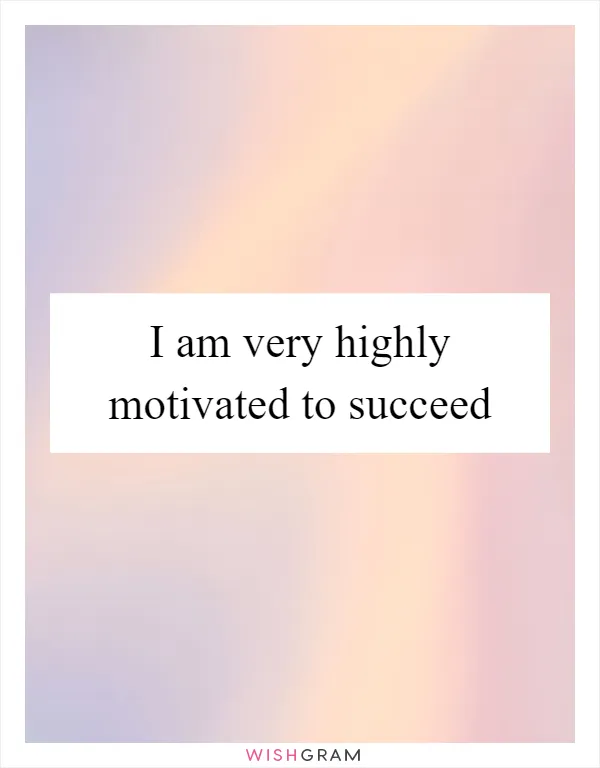 I am very highly motivated to succeed