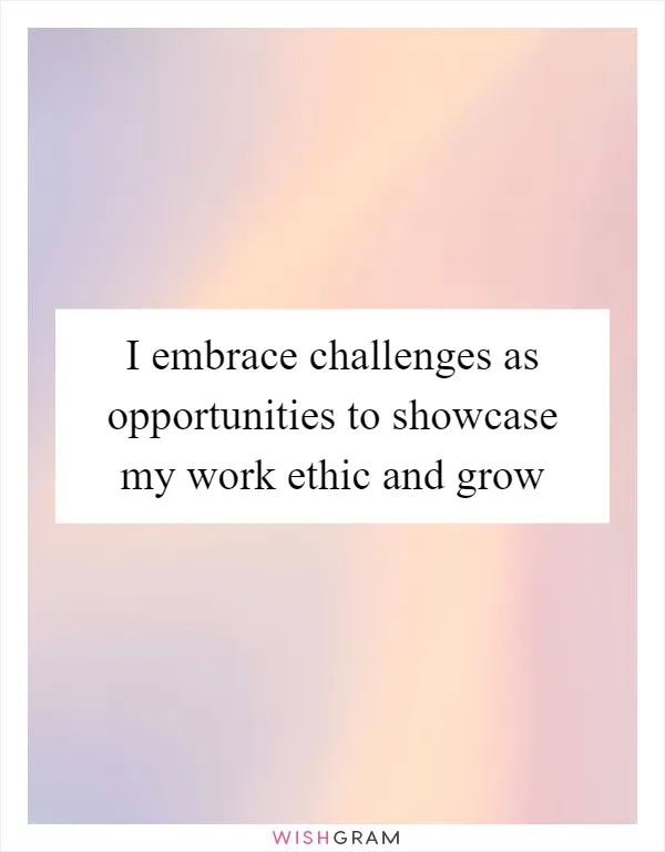 I embrace challenges as opportunities to showcase my work ethic and grow