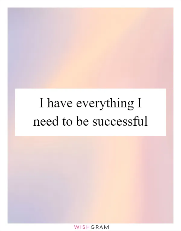 I have everything I need to be successful