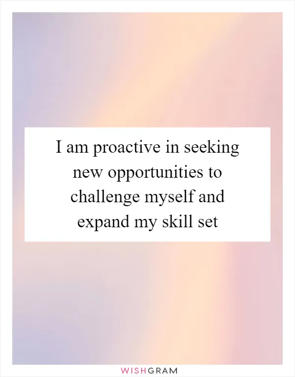 I am proactive in seeking new opportunities to challenge myself and expand my skill set