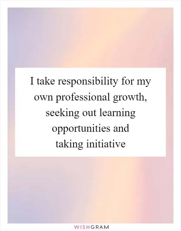 I take responsibility for my own professional growth, seeking out learning opportunities and taking initiative