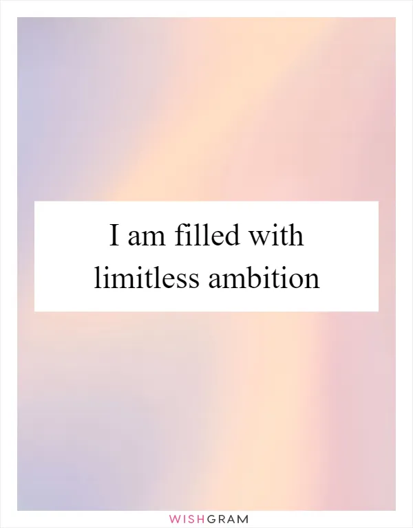 I am filled with limitless ambition