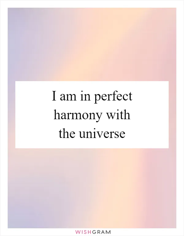 I am in perfect harmony with the universe