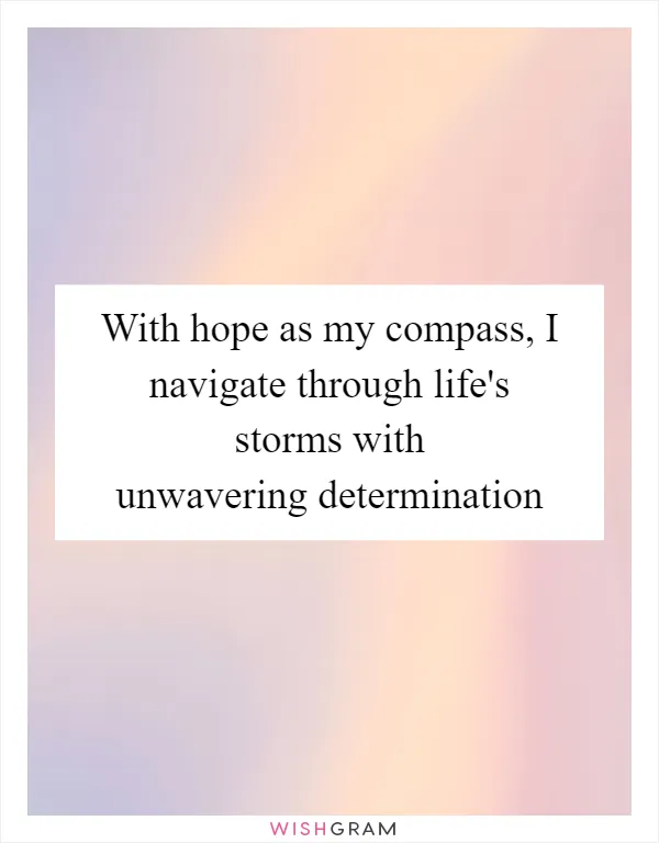 With hope as my compass, I navigate through life's storms with unwavering determination