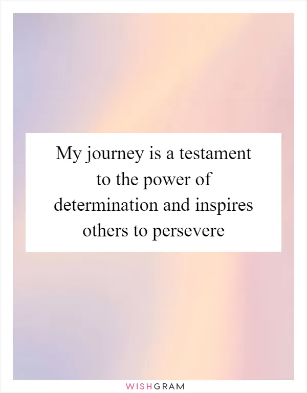 My journey is a testament to the power of determination and inspires others to persevere