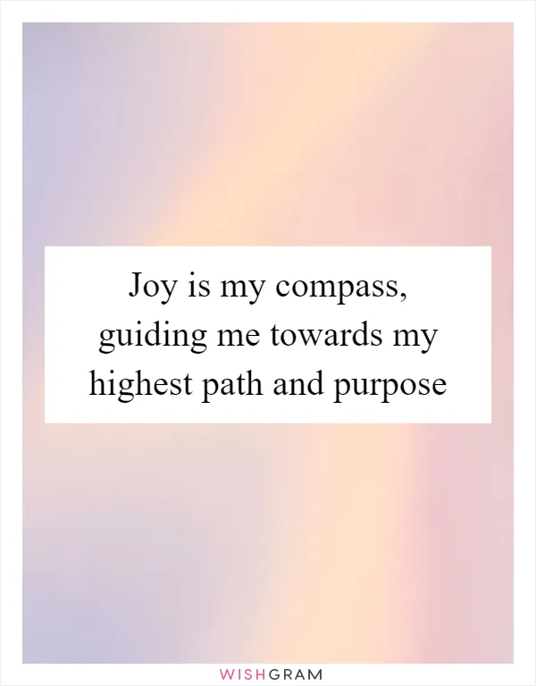 Joy is my compass, guiding me towards my highest path and purpose