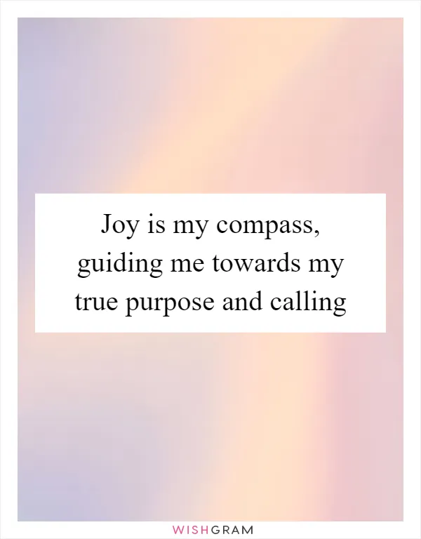 Joy is my compass, guiding me towards my true purpose and calling