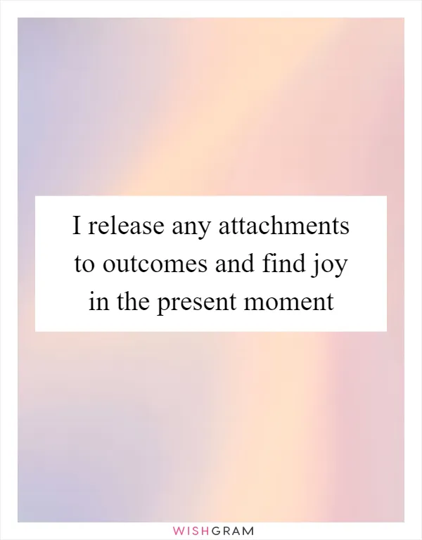I release any attachments to outcomes and find joy in the present moment