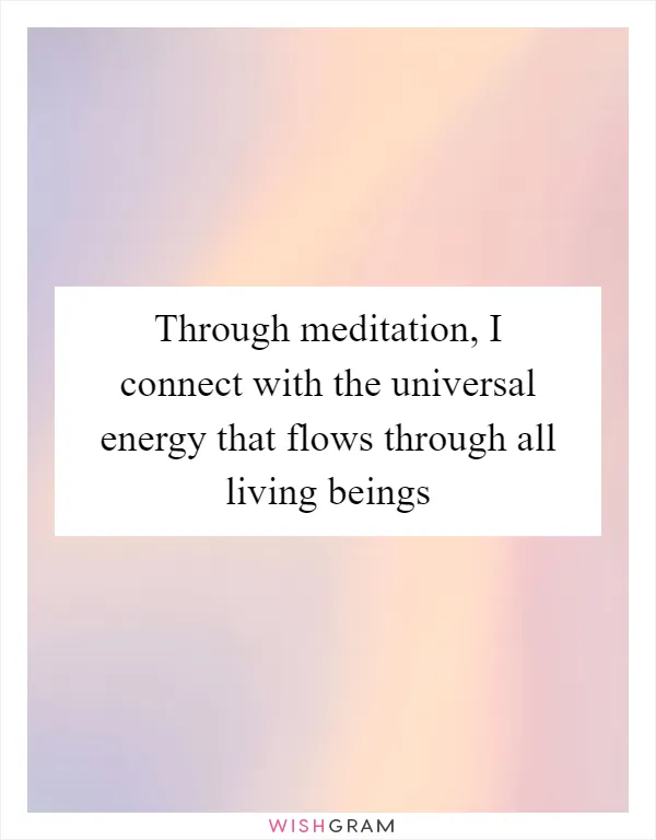 Through meditation, I connect with the universal energy that flows through all living beings