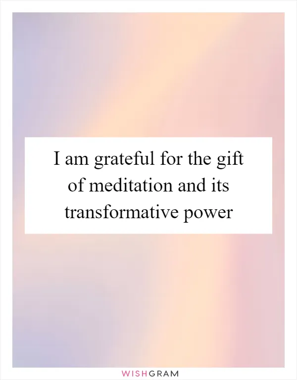 I am grateful for the gift of meditation and its transformative power