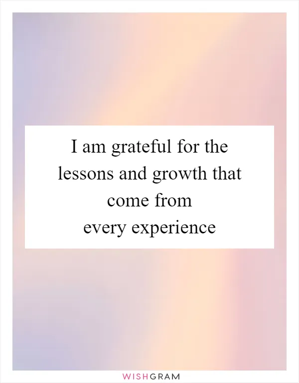 I am grateful for the lessons and growth that come from every experience