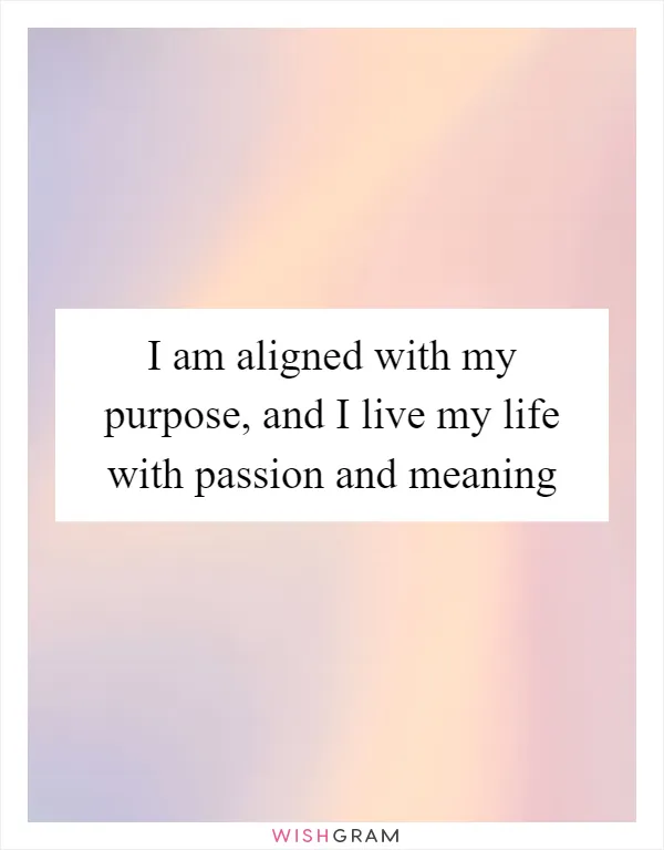 I am aligned with my purpose, and I live my life with passion and meaning