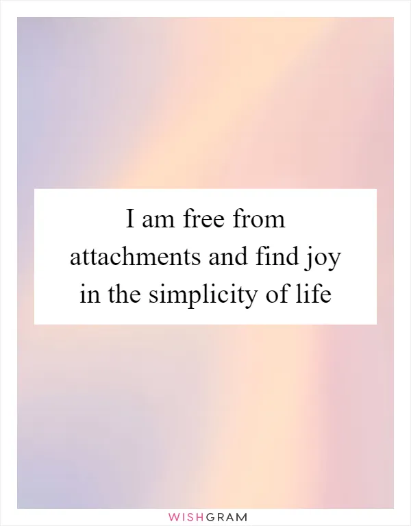 I am free from attachments and find joy in the simplicity of life