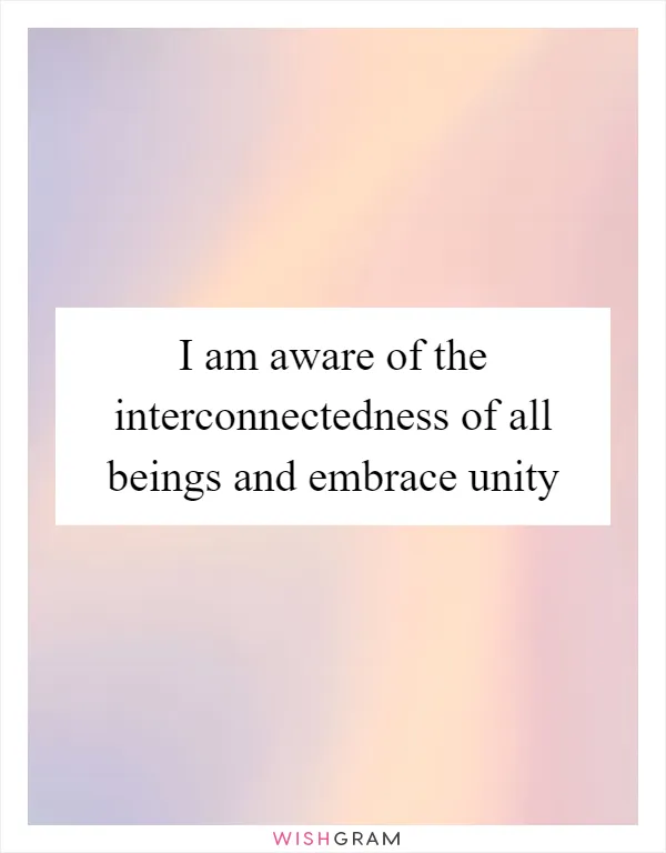I am aware of the interconnectedness of all beings and embrace unity