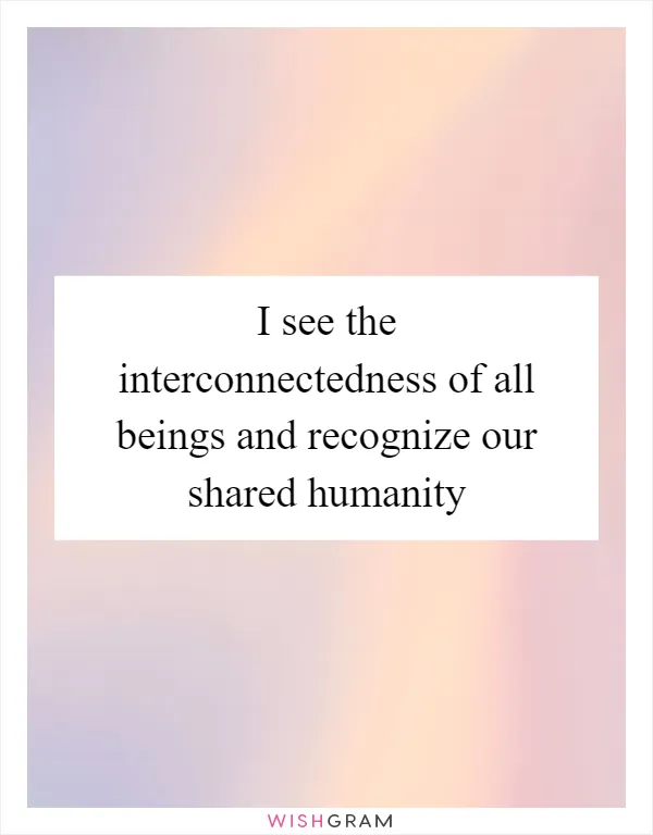 I see the interconnectedness of all beings and recognize our shared humanity