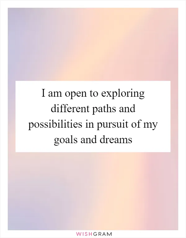 I am open to exploring different paths and possibilities in pursuit of my goals and dreams