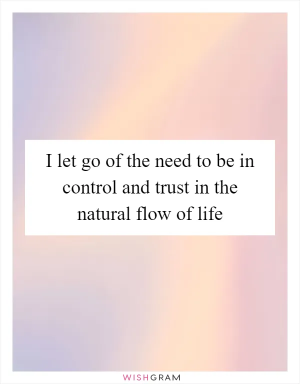 I let go of the need to be in control and trust in the natural flow of life