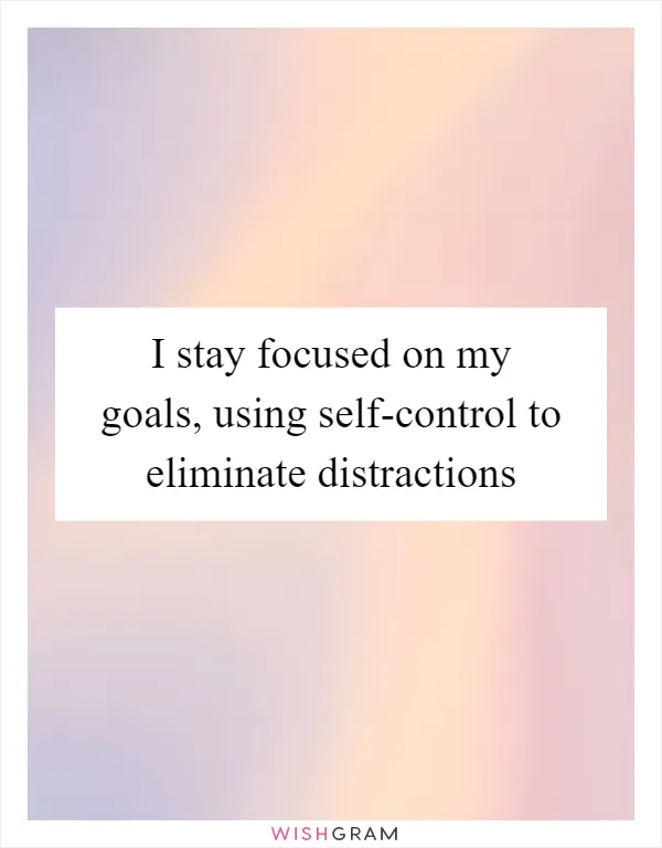 I stay focused on my goals, using self-control to eliminate distractions