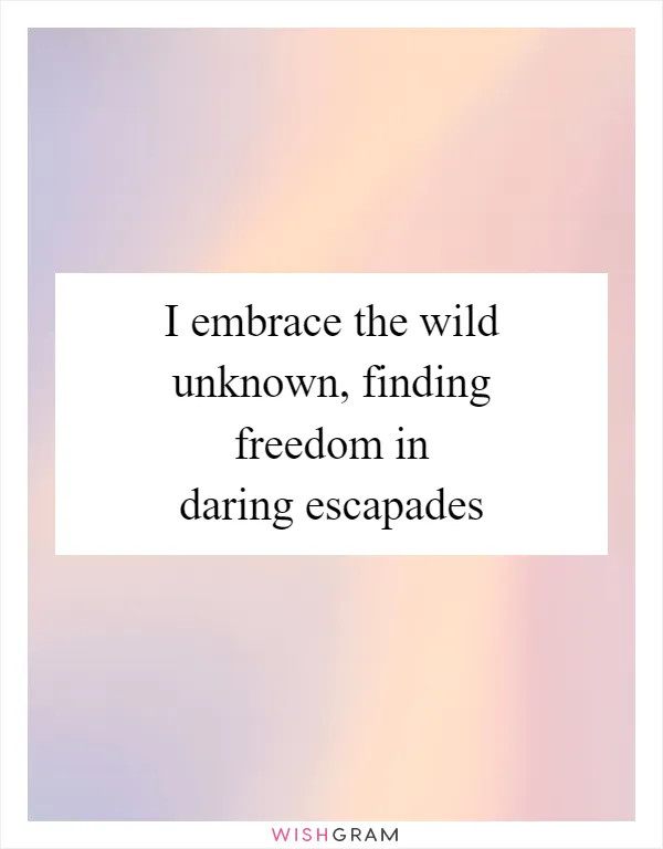 I embrace the wild unknown, finding freedom in daring escapades