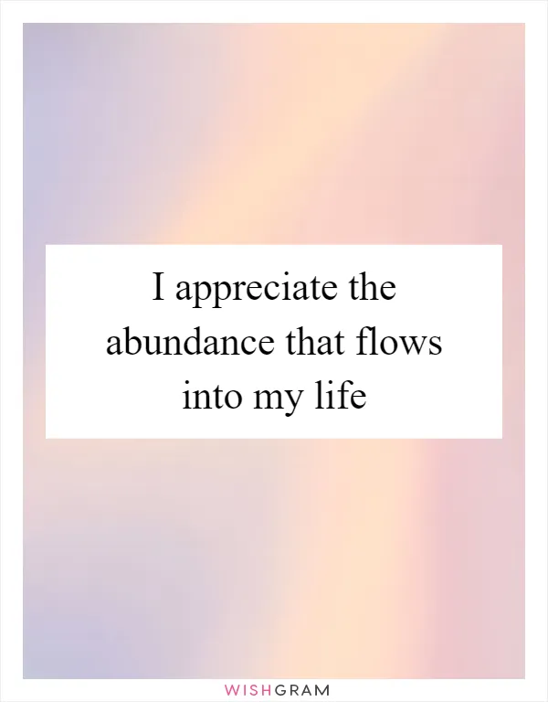 I appreciate the abundance that flows into my life