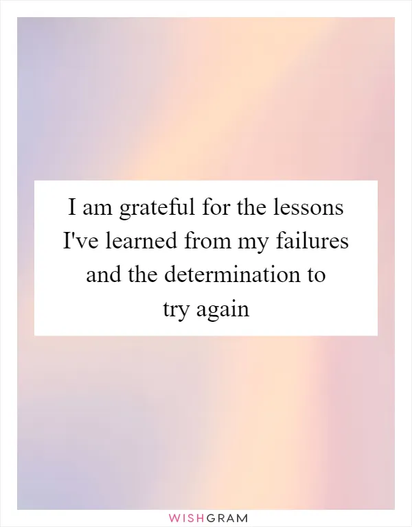 I am grateful for the lessons I've learned from my failures and the determination to try again