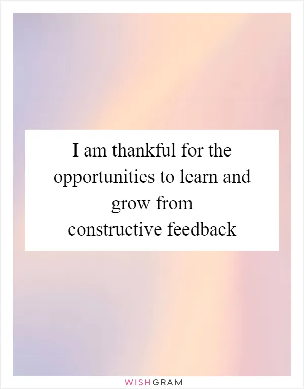 I am thankful for the opportunities to learn and grow from constructive feedback