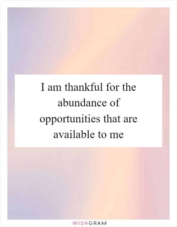 I am thankful for the abundance of opportunities that are available to me