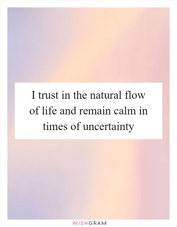 I trust in the natural flow of life and remain calm in times of uncertainty