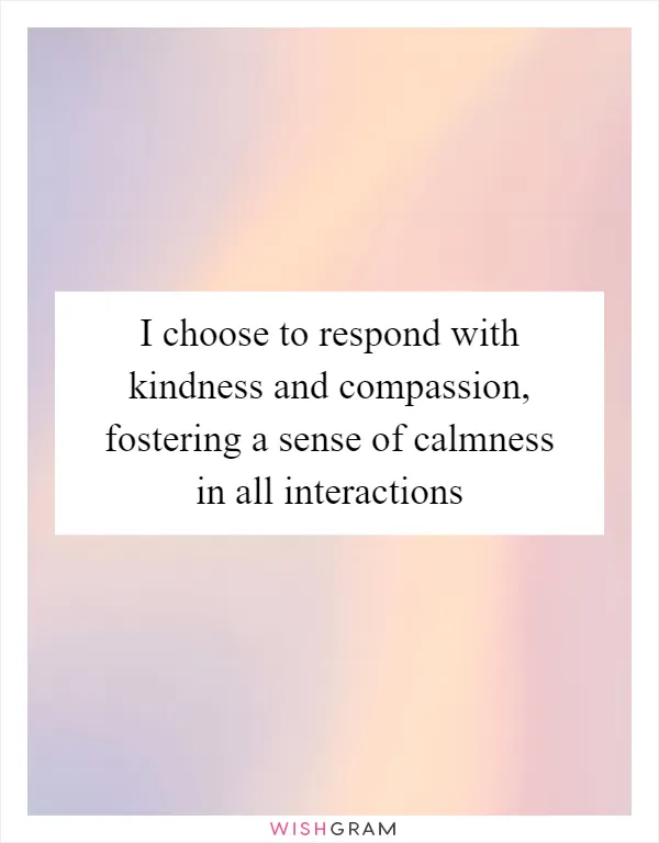 I choose to respond with kindness and compassion, fostering a sense of calmness in all interactions