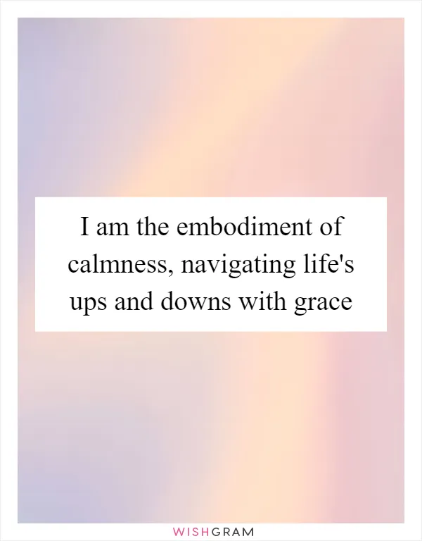 I am the embodiment of calmness, navigating life's ups and downs with grace