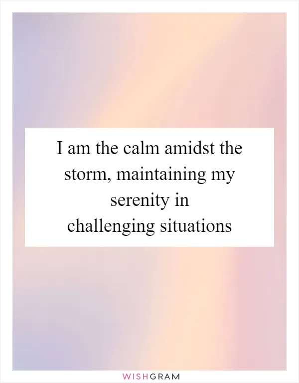 I am the calm amidst the storm, maintaining my serenity in challenging situations