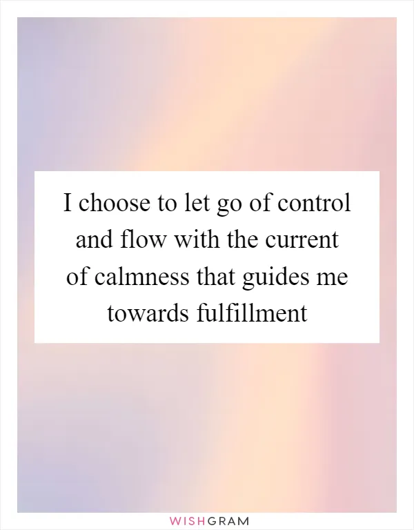 I choose to let go of control and flow with the current of calmness that guides me towards fulfillment