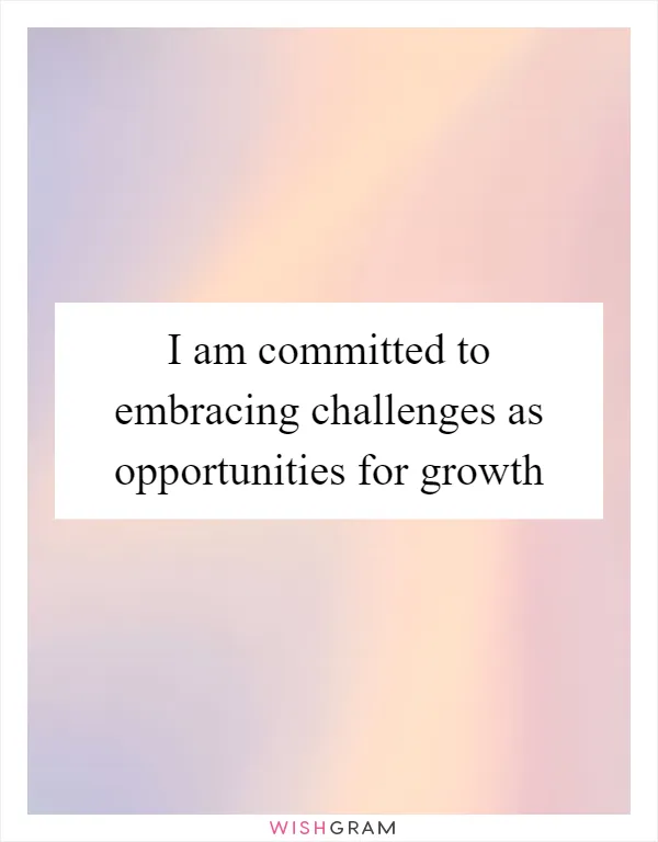 I am committed to embracing challenges as opportunities for growth