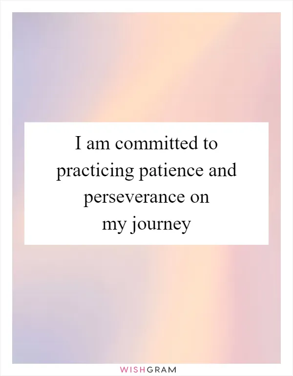 I am committed to practicing patience and perseverance on my journey