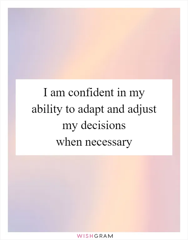 I am confident in my ability to adapt and adjust my decisions when necessary