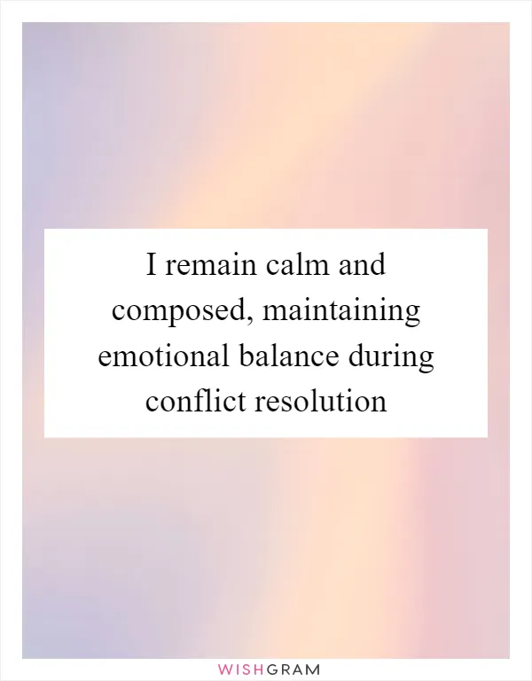 I remain calm and composed, maintaining emotional balance during conflict resolution