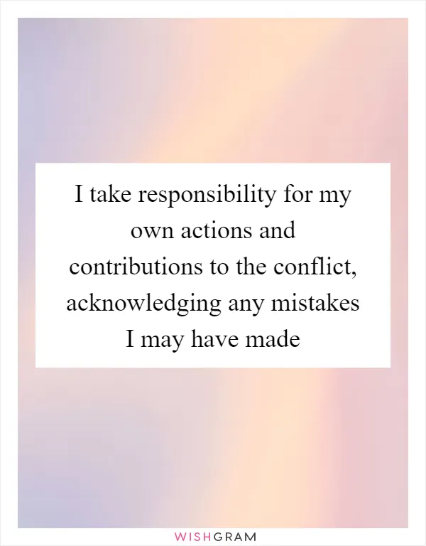 I take responsibility for my own actions and contributions to the conflict, acknowledging any mistakes I may have made