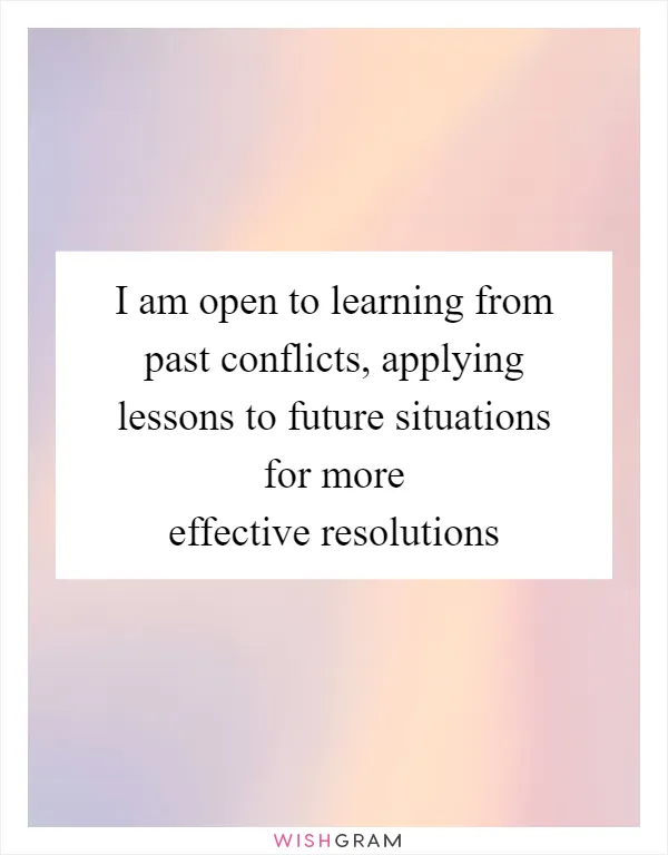 I am open to learning from past conflicts, applying lessons to future situations for more effective resolutions
