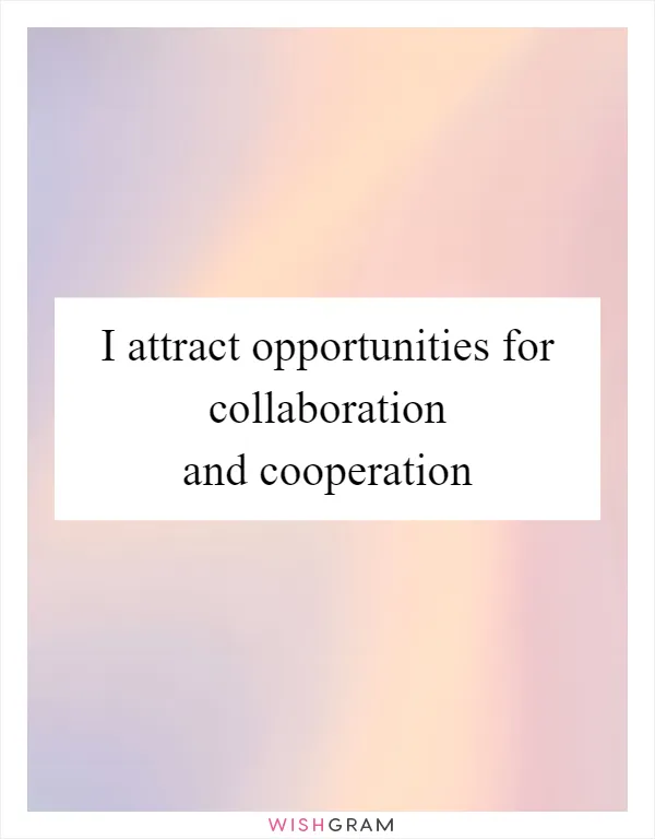 I attract opportunities for collaboration and cooperation