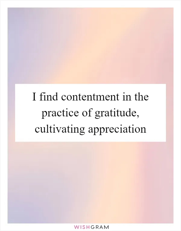 I find contentment in the practice of gratitude, cultivating appreciation