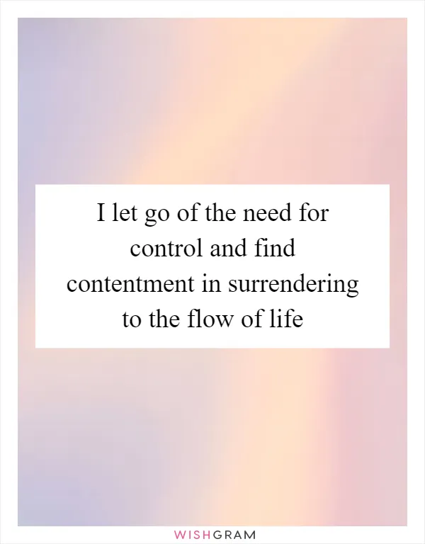 I let go of the need for control and find contentment in surrendering to the flow of life